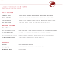 FiRST COURSE SECOND COURSE lUNCh PRix