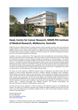 Head, Centre for Cancer Research, MIMR