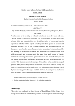 Gender issues in food, feed and fodder production Sadhna Pandey
