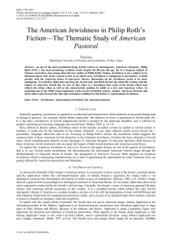 The American Jewishness in Philip Roth`s Fiction&mdash;The Thematic