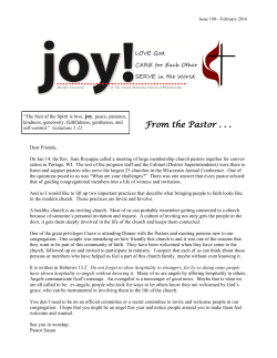 February 2016 - Joy Monthly Newsletter
