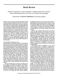 A review of Descartes` Error: Emotion, Reason and