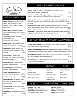 LIGHTER SENTENCE (SALADS) NOT JUST BREAD AND WATER