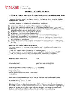 NOMINATION FORM/CHECKLIST CARRIE M. DERICK AWARD