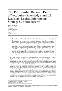 The Relationship Between Depth of Vocabulary Knowledge and L2