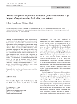 Amino acid profile in juvenile pikeperch (Sander lucioperca (L