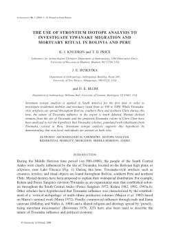 the use of strontium isotope analysis to investigate tiwanaku