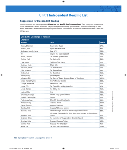 Unit 1 Independent Reading List