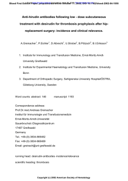 Anti-hirudin antibodies following low