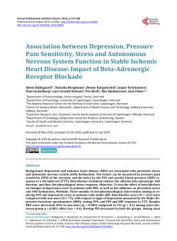 Association between Depression, Pressure Pain Sensitivity, Stress