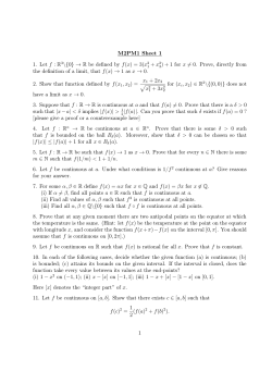 M2PM1 Sheet 1 1. Let f : R 3\{0} → R be defined by f(x) = 3(x 1 + x2