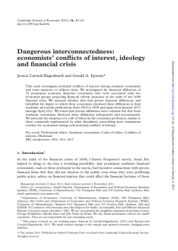 economists` conflicts of interest, ideology and financial crisis