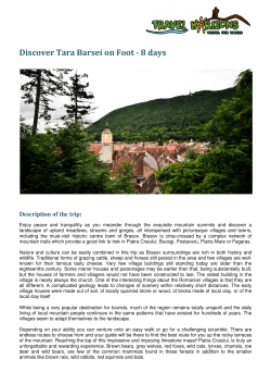 Discover Tara Barsei on Foot - 8 days