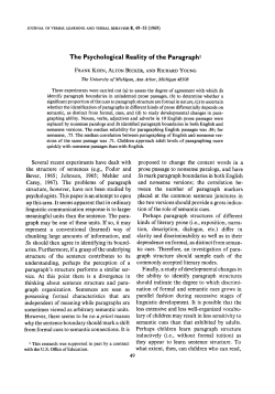 The Psychological Reality of the Paragraph1