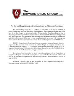 The Harvard Drug Group L.L.C.`s Commitment to Ethics