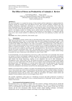 The Effect of Stress on Productivity of Animals:A Review