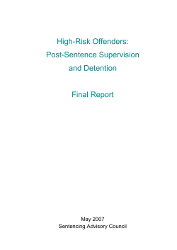 High-Risk Offenders: Post Sentence Supervision and Detention