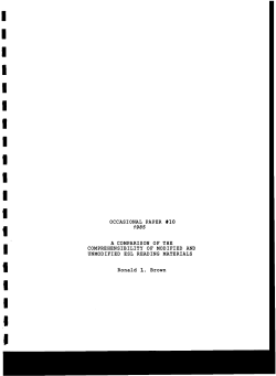 OCCASIONAL PAPER &Atilde;&circ;1 A COMPARISON OF THE