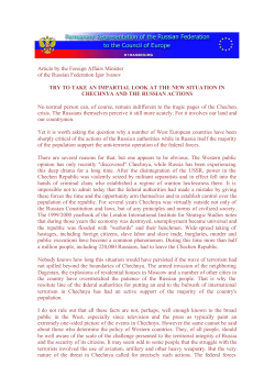 Article on Chechnya by Minister of Foreign Affairs of the
