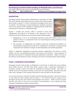 Developing Essential Understanding of Multiplication and Division