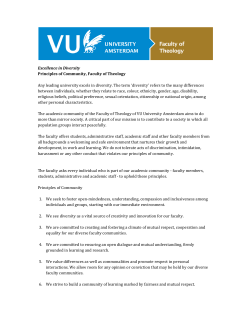 Excellence in Diversity Principles of Community, Faculty of Theology