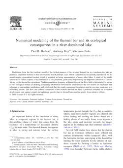 Numerical modelling of the thermal bar and its ecological