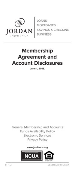 Membership Agreement - Jordan Credit Union