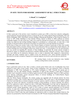 IN SITU TESTS FOR SEISMIC ASSESSMENT OF R.C. STRUCTURES