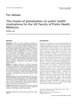 For debate The impact of globalization on public health: implications