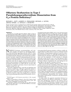 Olfactory Dysfunction in Type I Pseudohypoparathyroidism