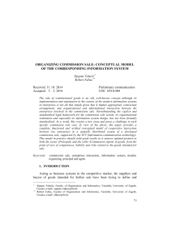 ORGANIZING COMMISSION SALE: CONCEPTUAL MODEL OF THE