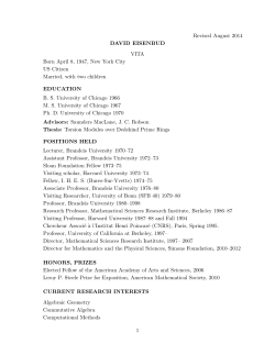 Revised August 2014 DAVID EISENBUD VITA Born April 8, 1947