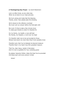 A Thanksgiving Day Prayer - by Scott Wesemann Lord, so often