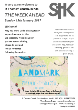 the week ahead - St Thomas Kendal