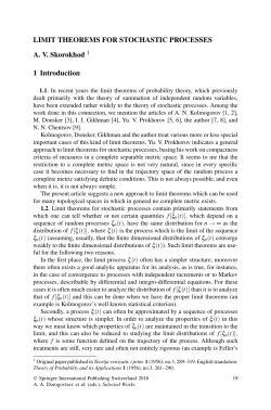 LIMIT THEOREMS FOR STOCHASTIC PROCESSES A. V.