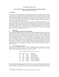 The acquisition of Hebrew tense Leah R. Paltiel