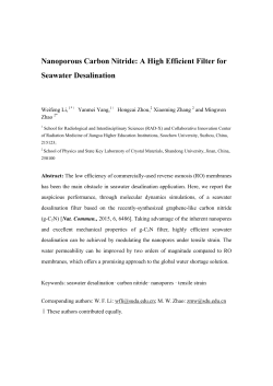Nanoporous Carbon Nitride: A High Efficient Filter for Seawater