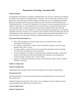 Department of Sociology Assessment-2012