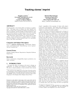 Tracking clones` imprint - Universit&eacute; catholique de Louvain