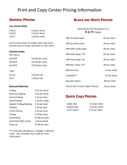 Print and Copy Center Pricing Information