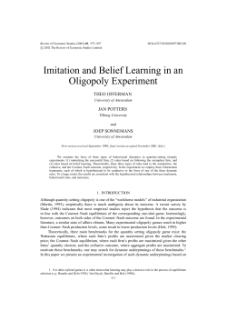 Imitation and Belief Learning in an Oligopoly Experiment