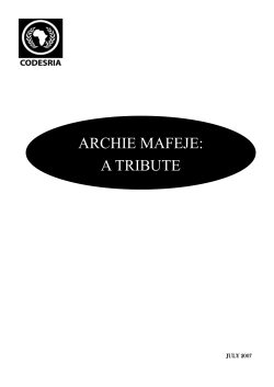 Tribute to Archie Mafeje