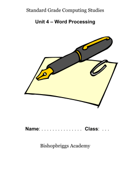 Standard Grade Computing Studies Unit 4 &ndash; Word Processing Name