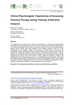 Clinical Psychologists` Experiences of Accessing Personal Therapy
