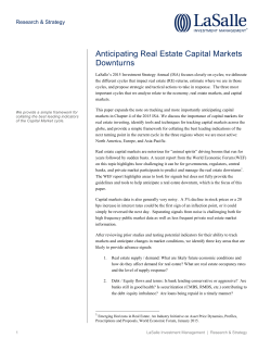 Anticipating Real Estate Capital Markets Downturns