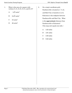 1. What is the area of a square with vertices (3, 3), (6, 6), (9, 3), and