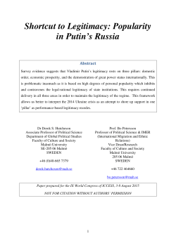 Shortcut to Legitimacy: Popularity in Putin`s Russia