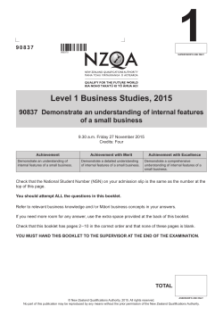 Level 1 Business Studies (90837) 2015