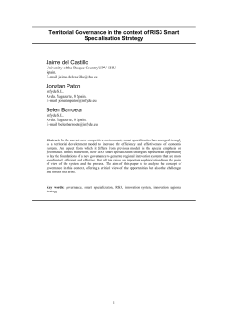 Territorial Governance in the context of RIS3 Smart Specialisation