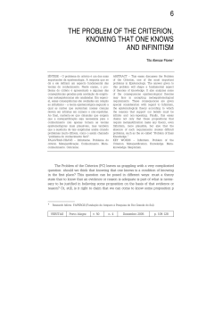 6 the problem of the criterion, knowing that one knows and infinitism